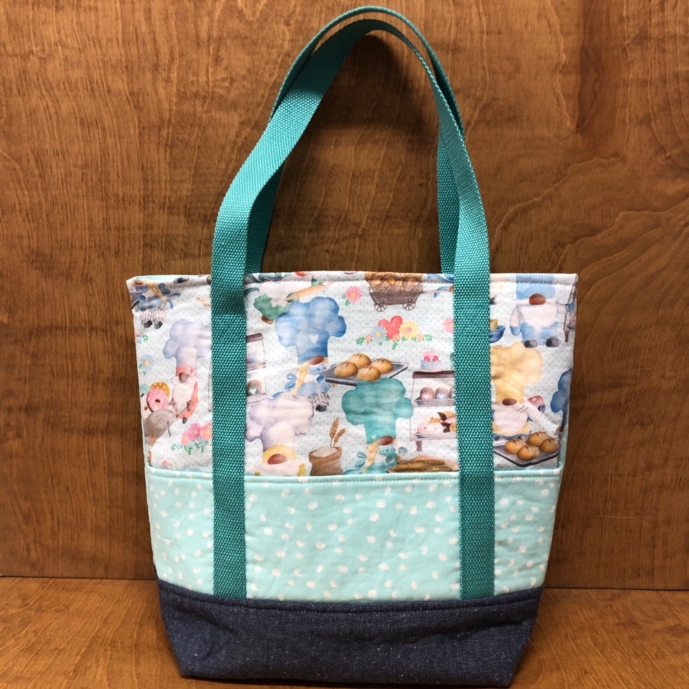 SM Chef Gnome Tote Bag Pockets Handmade Cotton Canvas Reusable Patisserie Gift
